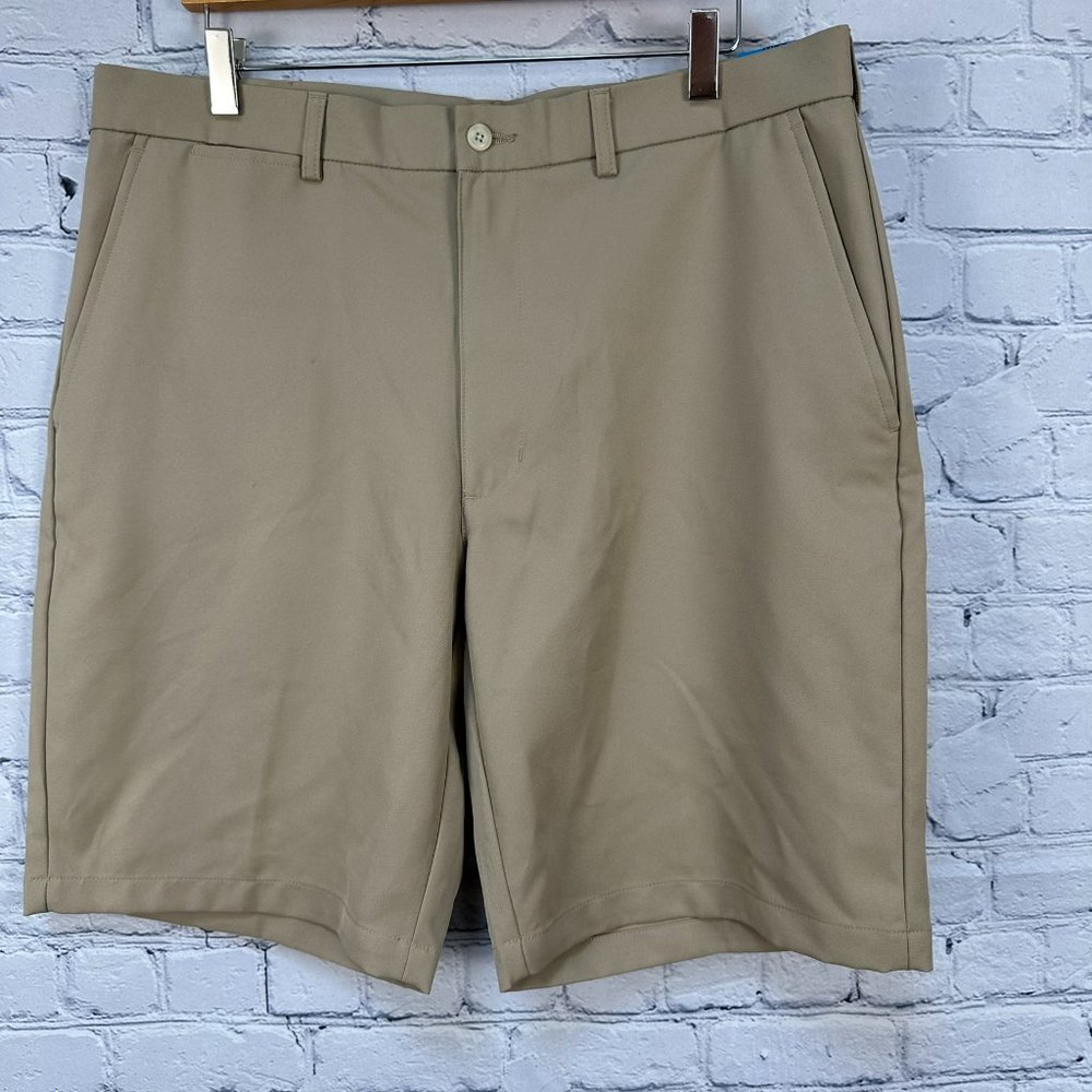 Ben Hogan Men's Performance Flat Front 10 Inch Golf Shorts, Size 36W, Khaki Tan